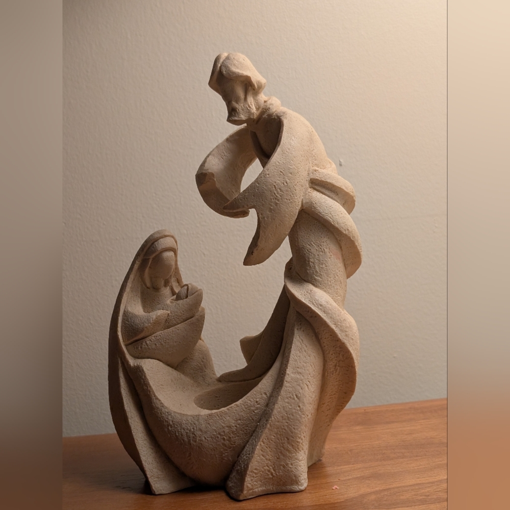 Vintage Virgin Mary, Joseph and Jesus Statue Tealight Candle Holder